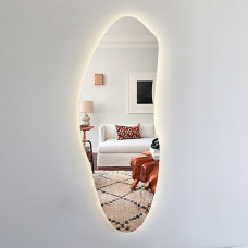 Зеркало в полный рост необычной формы с задней эмбилайт подсветкой Декор 01 